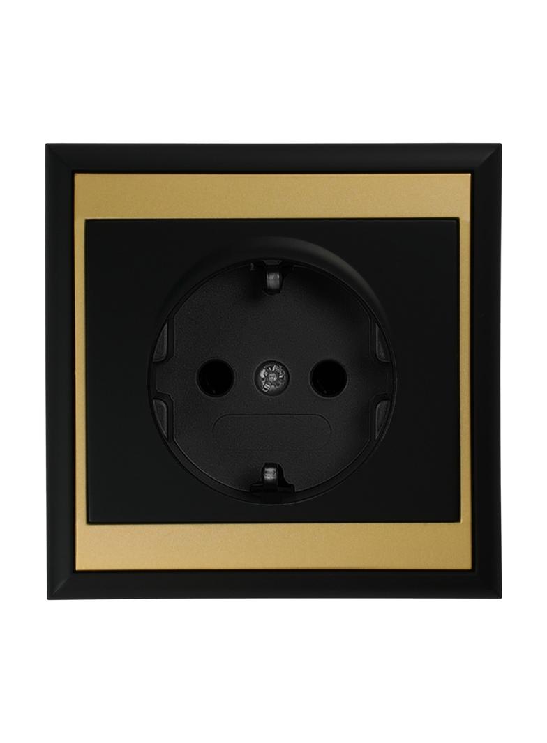 Gniazdo pojedyncze podtynkowe 2P+Z, Schuko Luna, 16A, 250V, PT-17L, czarny/złoty