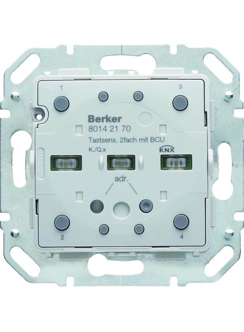 BERKER KNX e/s Q.x/K.x Moduł przycisku podwójnego z portem magistralnym z diodami LED RGB i czuj. temperatury 80142170 HAGER