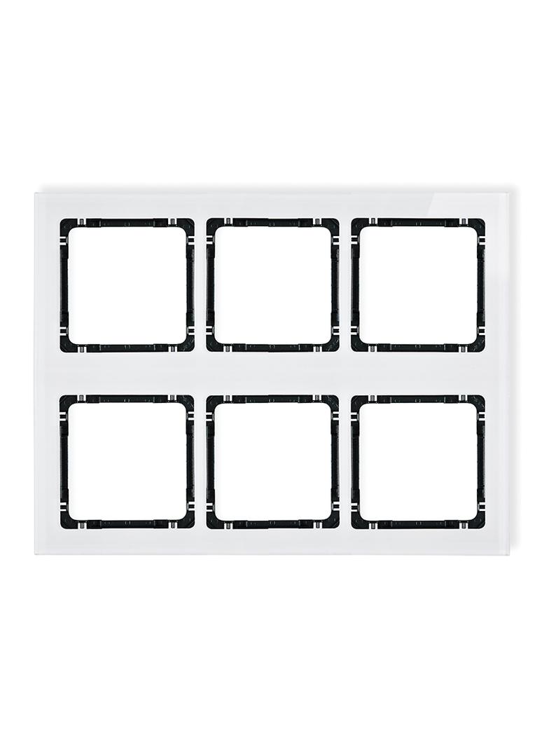 DECO Ramka modułowa 6 krotna (3 poziom, 2 pion) - efekt szkła (ramka biała; spód czarny)