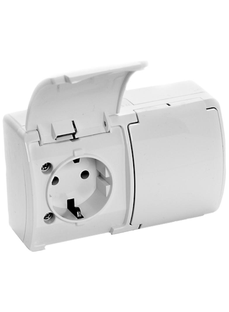 Gniazdo podwójne Schuko AQUATIC IP44 biały 10 szt. OR-OE-7106(GS)/W/10 ORNO
