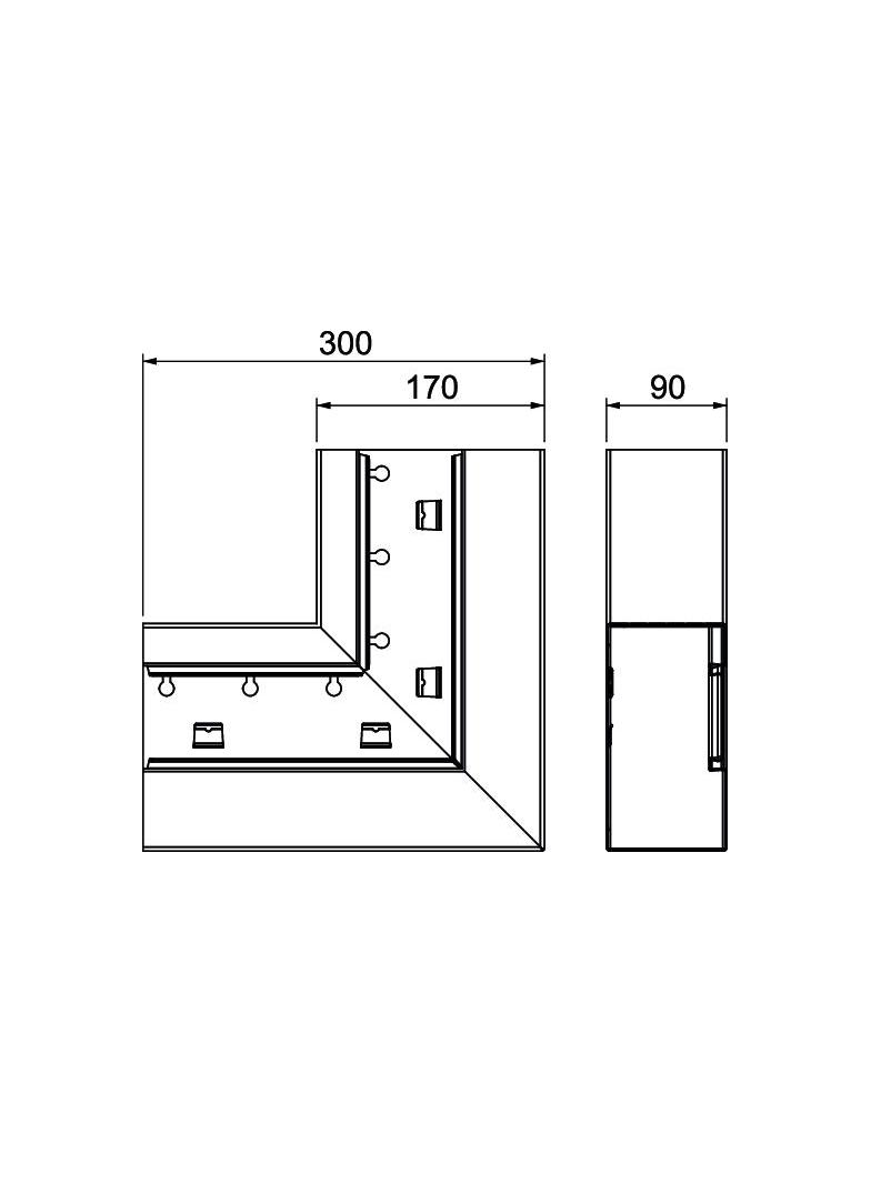 GS-AFS90170RW, Naroże płaskie 90X170 CZ.B.