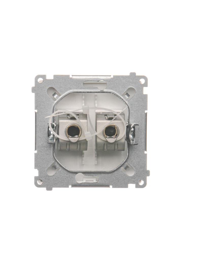 Simon Basic Gniazdo komputerowe RJ45 kategoria 6 podwójne ekranowane z przesłoną przeciwkurzową . Montaż na łapki lub wkręty biały BM62E.01/11 KONTAKT