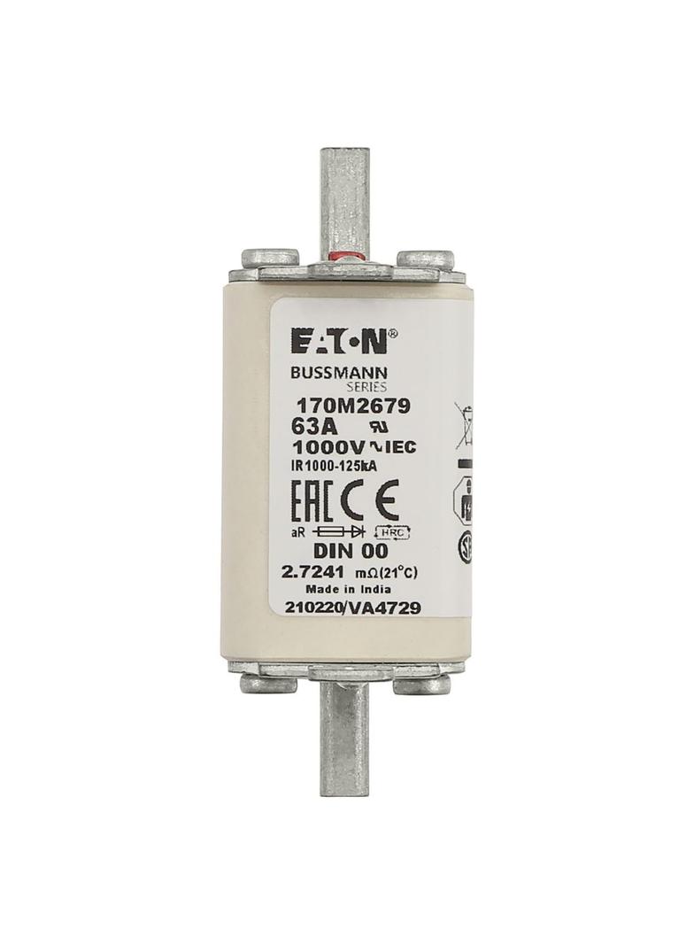 63A 1000V aR DIN 00 TYPE T FUSE Wkładka szybka 63A AC 1000V DIN 00 aR DIN IEC nieizolowane 170M2679