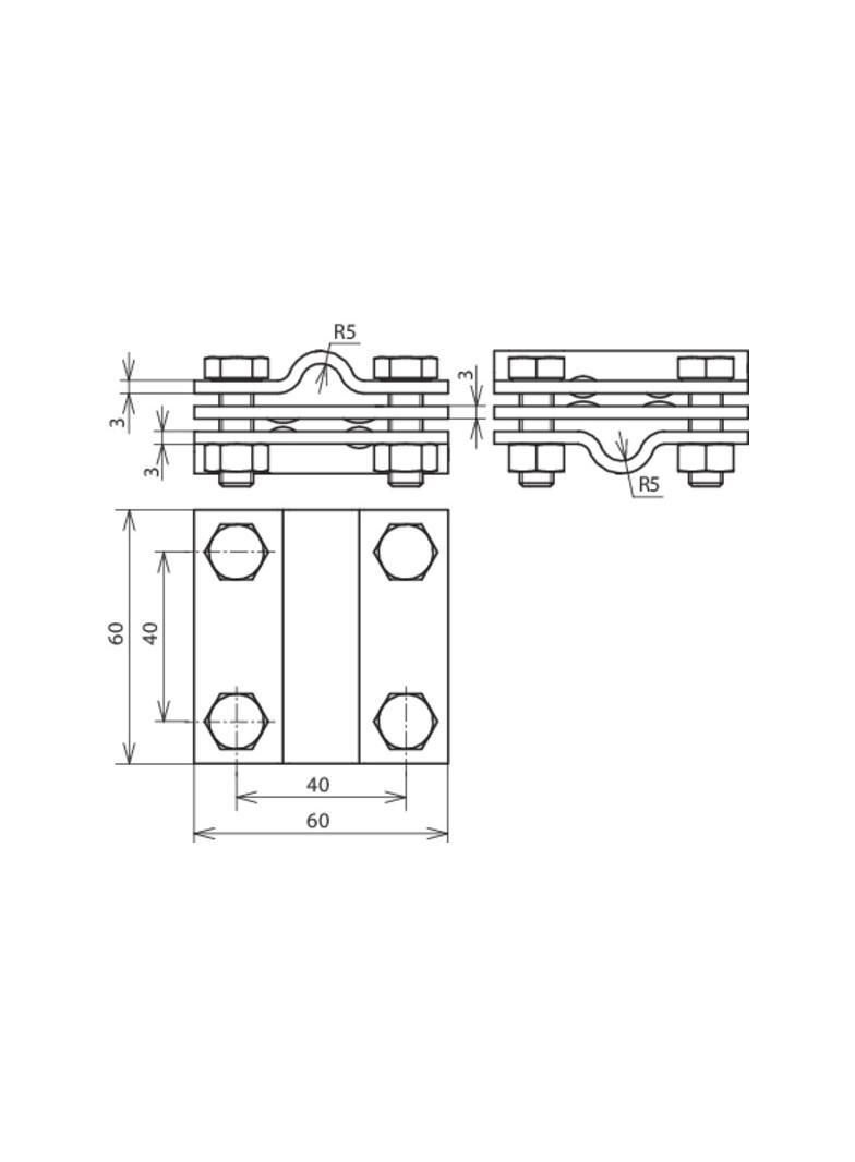 Zacisk krzyżowy wg DIN 48845 D, Cu