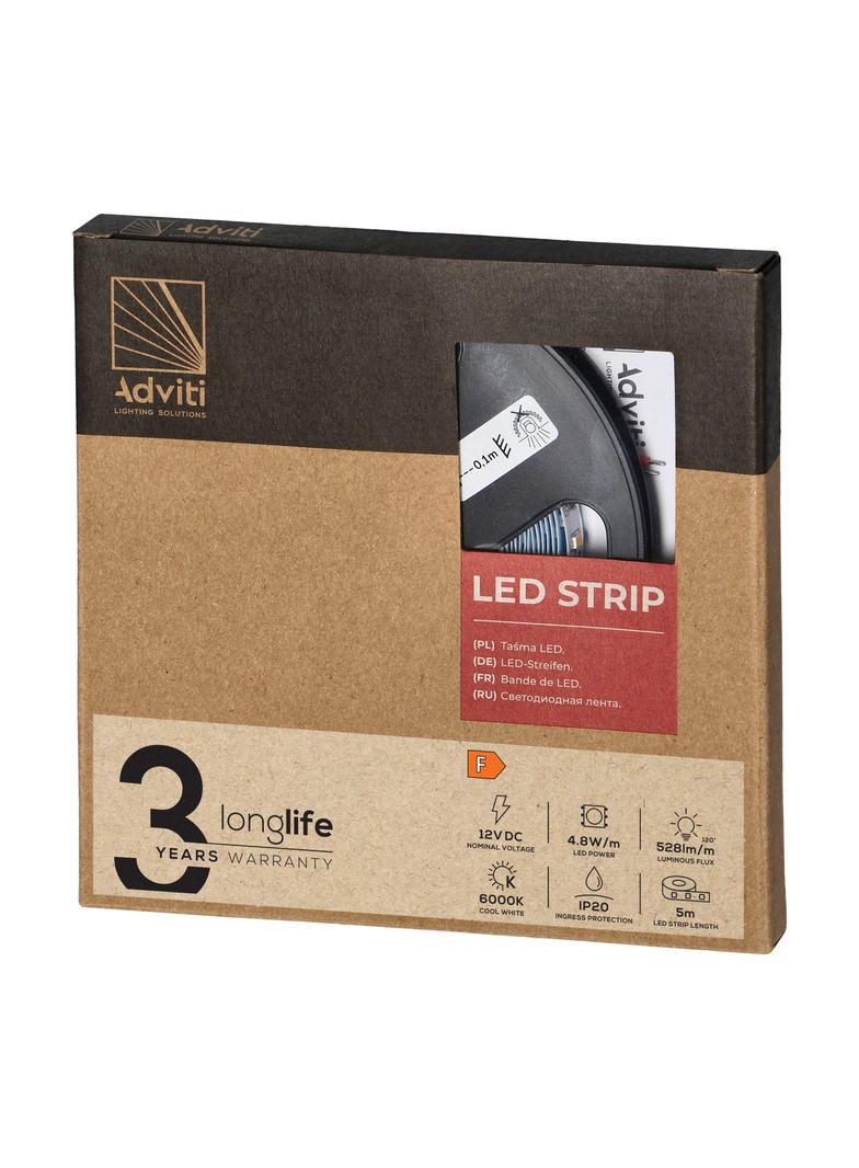 Taśma LED 12V 2835 60L/m 4,8W/m IP20 6000K 5m