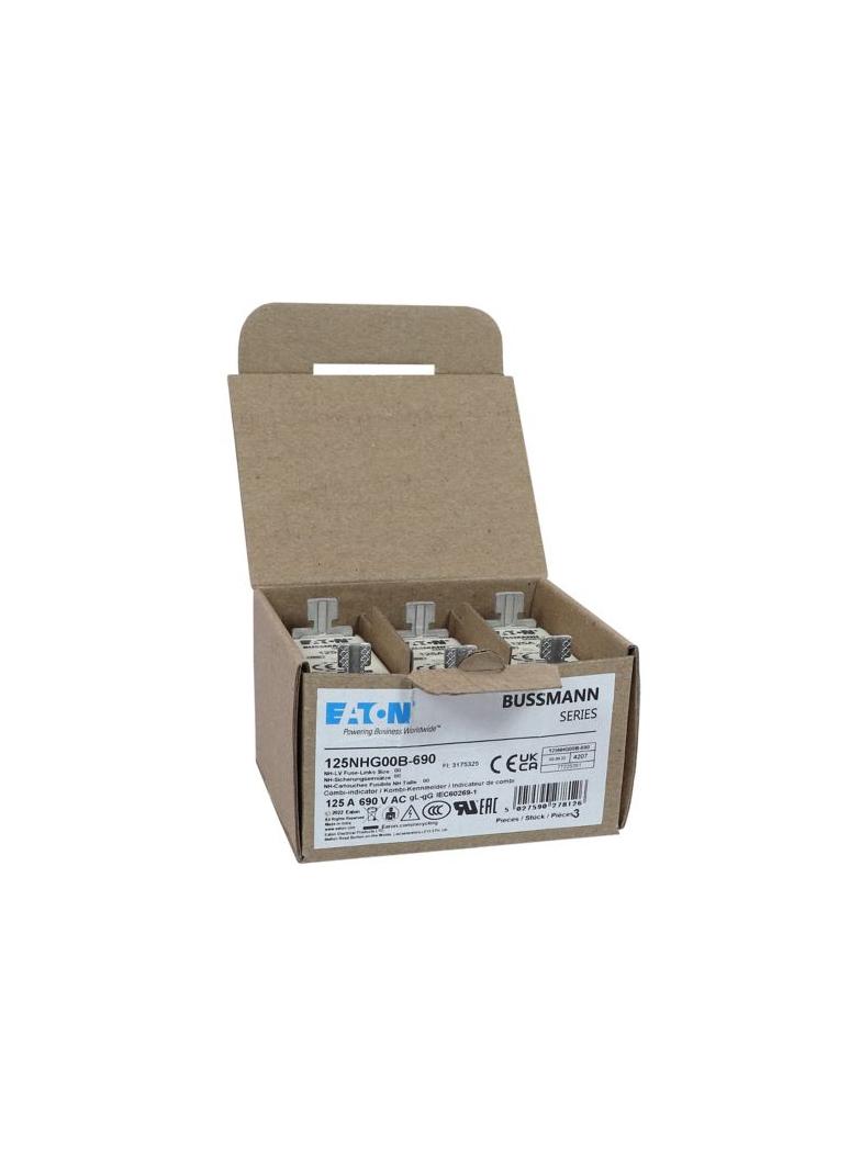 NH FUSE 125AMP 690V gG SIZE 00 Wkładka NH00 125A 690V GL/GG podwójny wskaźnik 125NHG00B-690 EATON