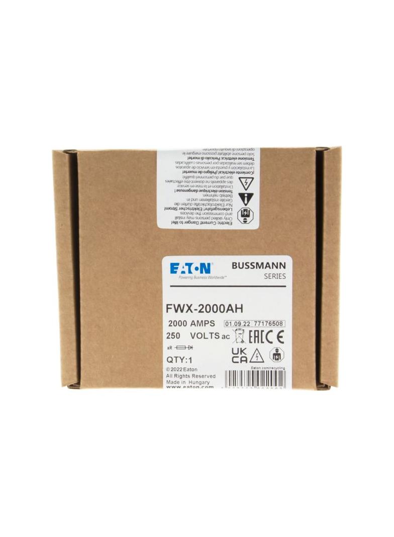2000AMP 250V AC SEMI-COND FUSE Wkładka szybka 2000A AC 250V 48x89 mm UL FWX-2000AH EATON