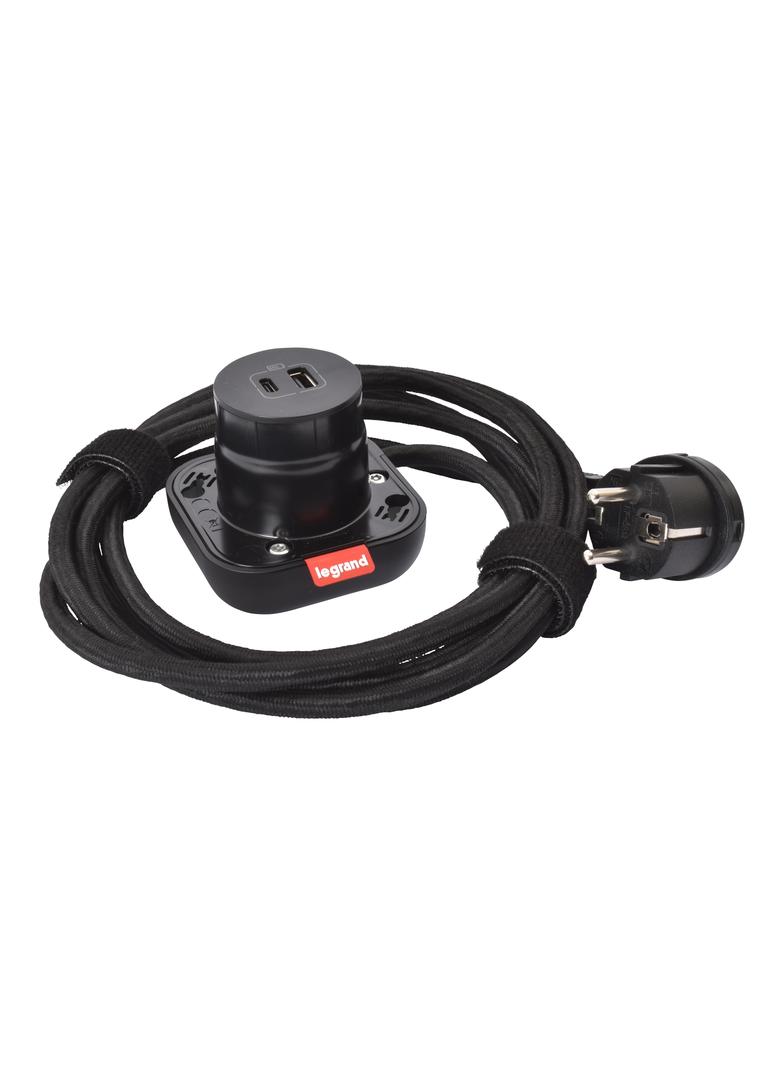 INCARA: ELECTR'ON - PODSTAWA USB A+C - 2,5 M-CZARNY, Legrand