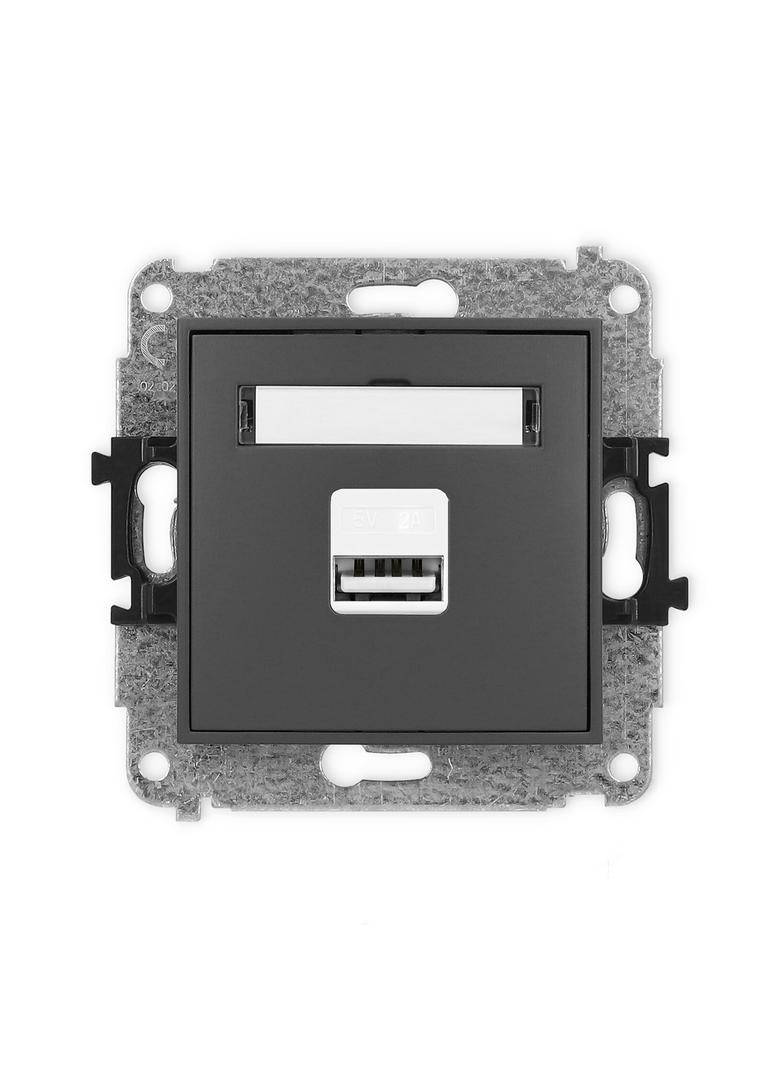 MINI Mechanizm ładowarki USB pojedynczej USB A, 10W max., 5V, 2A grafitowy mat