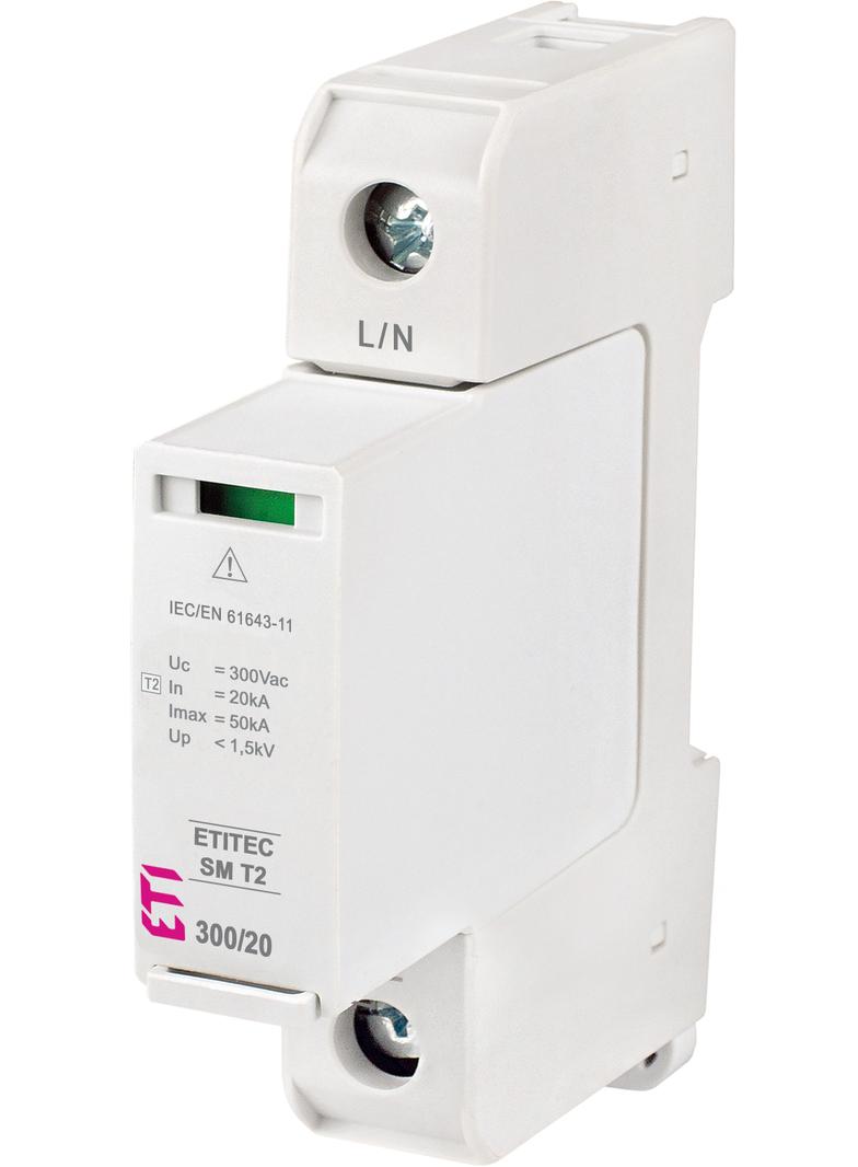 ETITEC SM T2 300/20 1+0 Ogranicznik przepięć T2 (C) - bez prądu upływu