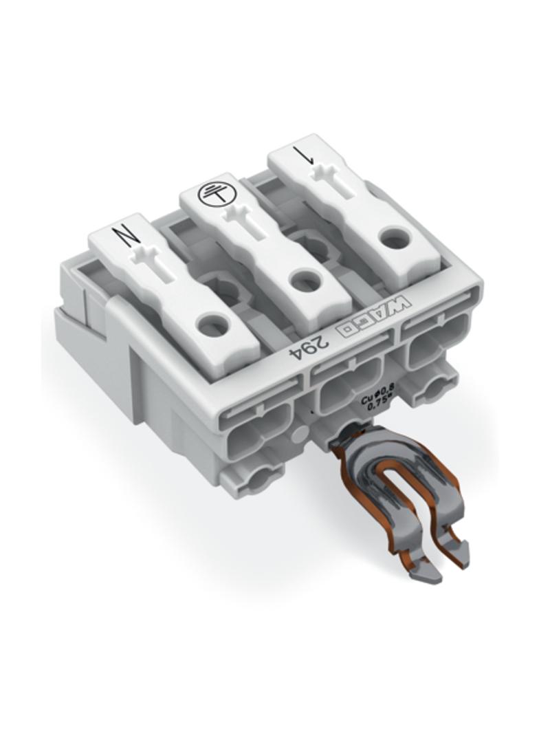 złączka zasilająca 3-biegunowa ze stopkami ze styk. PE