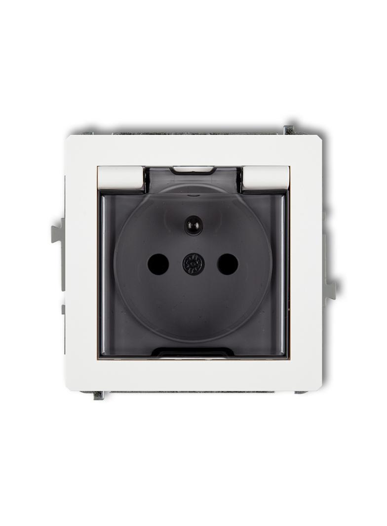 DECO Mechanizm gniazda bryzgoszczelnego z uziemieniem 2P+Z (klapka dymna, przesłony torów prądowych)