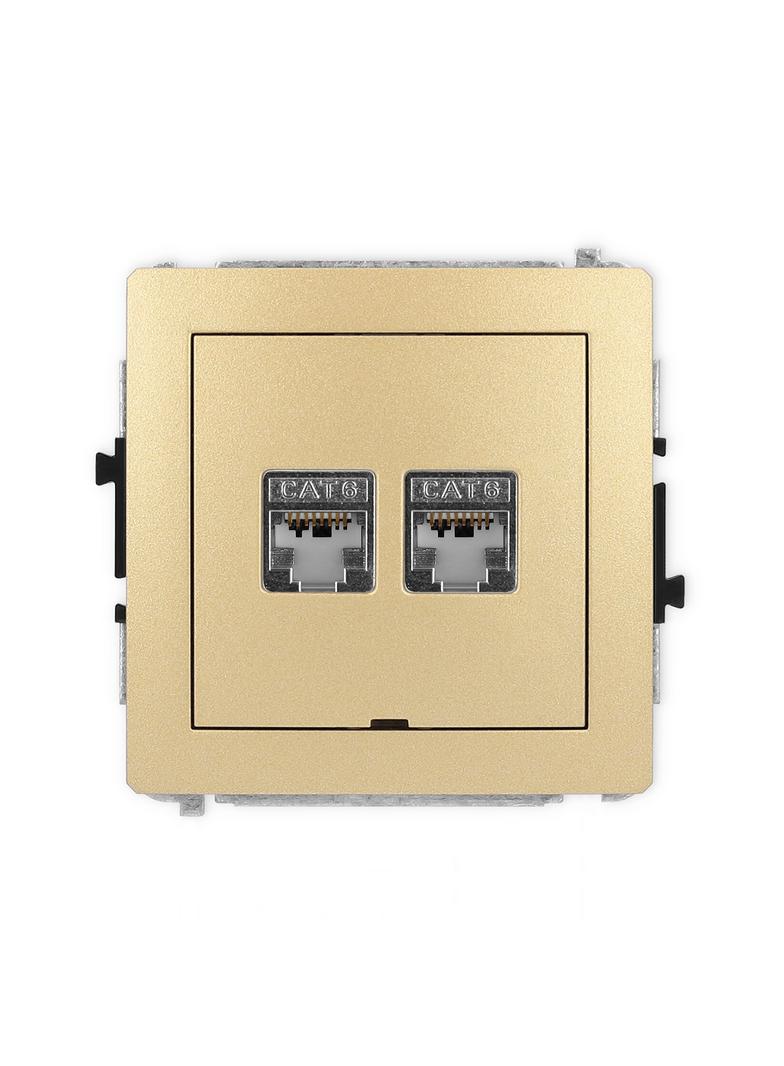 DECO Mechanizm gniazda komputerowego podwójnego 2xRJ45, kat. 6, ekranowany, 8-stykowy, bez pola opis