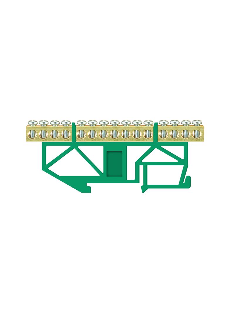 Listwa zaciskowa wysoka podstawa - 15 zielona