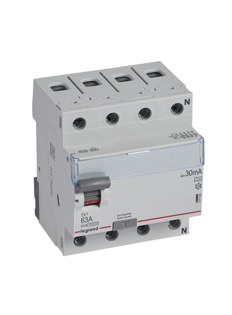 WYŁĄCZNIK RÓŻNICOWOPRĄDOWY P 304 4P 63A 30MA TYP A SERII TX3, Legrand