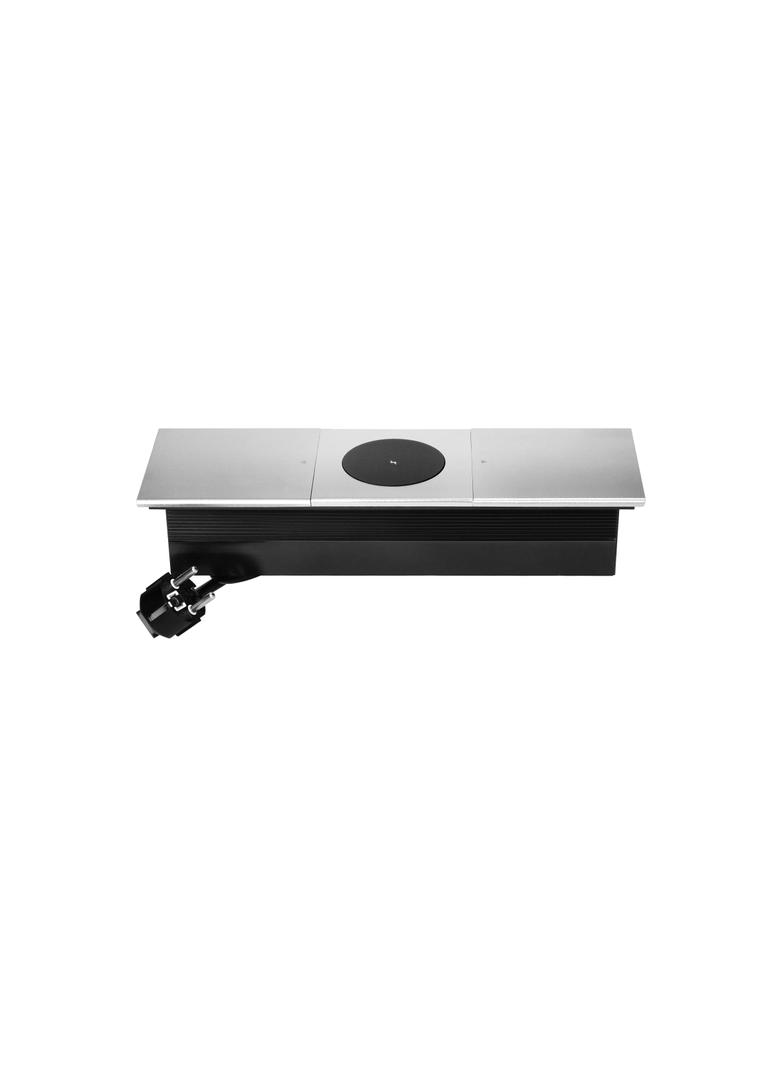Gniazdo meblowe z przesuwną klapką i przewodem 1,8m, 2x2P+Z (Schuko), ładowarka bezprzewodowa 15W, s OR-GM-9044(GS)/G ORNO