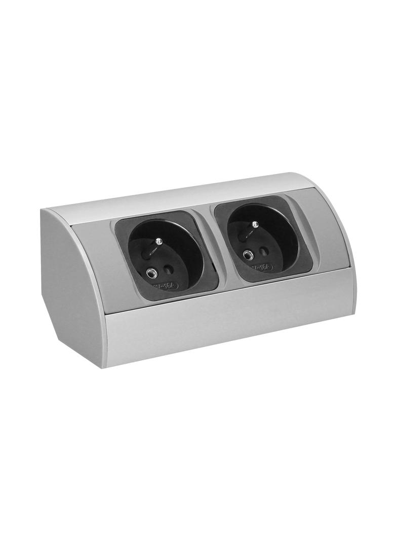 Gniazdo meblowe bez wyłącznika, 2x2P+Z, srebrne OR-AE-1303/G ORNO