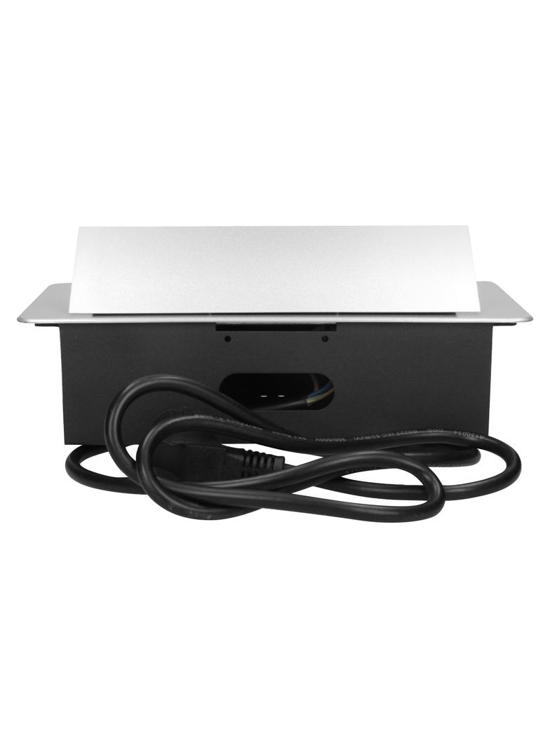 Gniazdo meblowe wpuszczane w blat z płaskim frezowanym rantem ładowarką USB i przewodem 3m 2x2P+Z OR