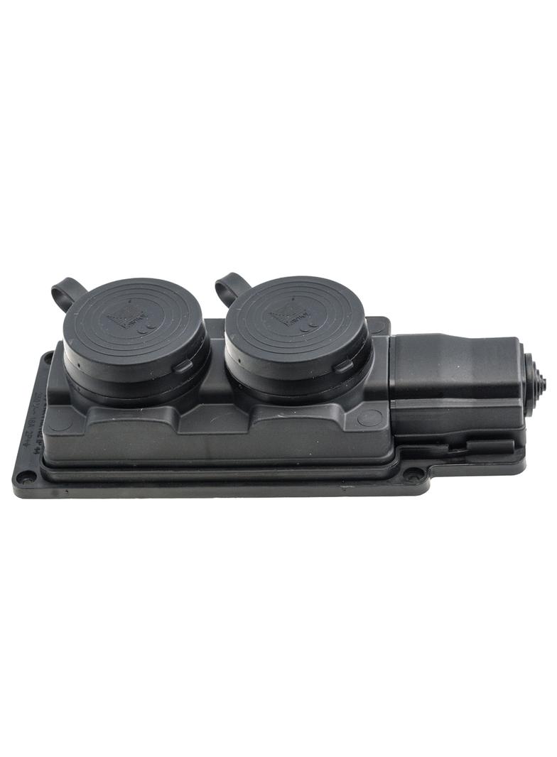 Listwa rozdzielcza gumowa IP44 2-gniazdowa 2x2P+Z czarna
