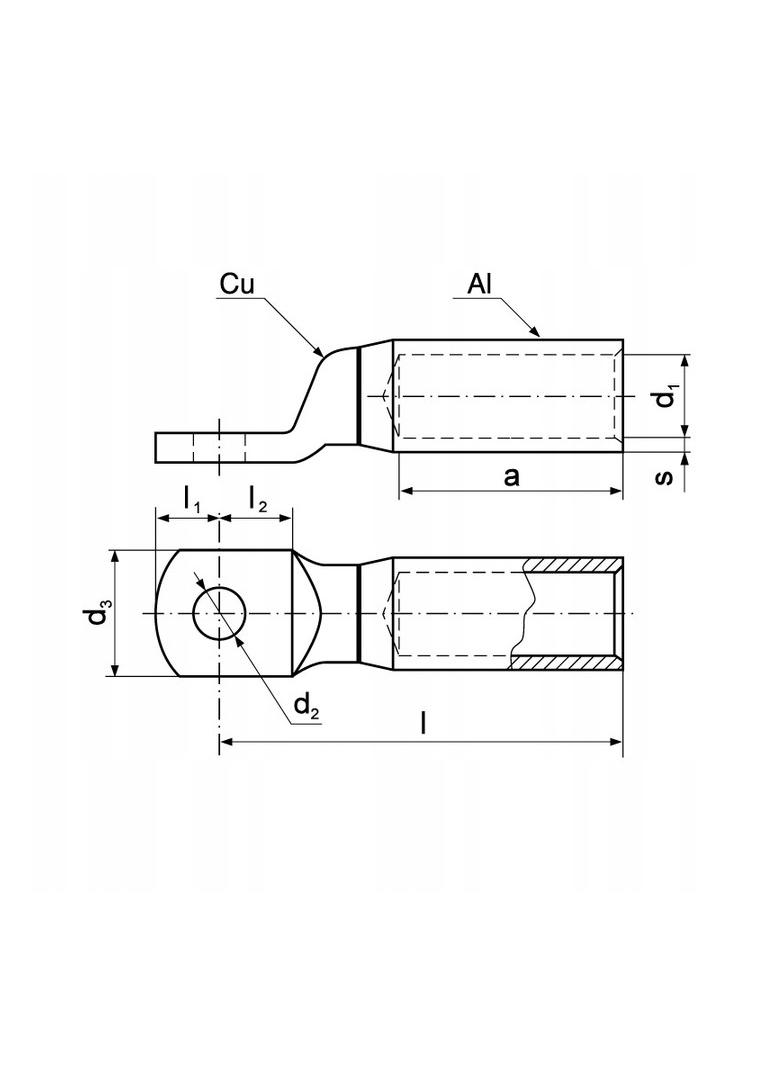 Końcówka oczkowa szczelna Al-Cu aluminium miedź ACK 10-240 ACK_10-240/1 ERKO