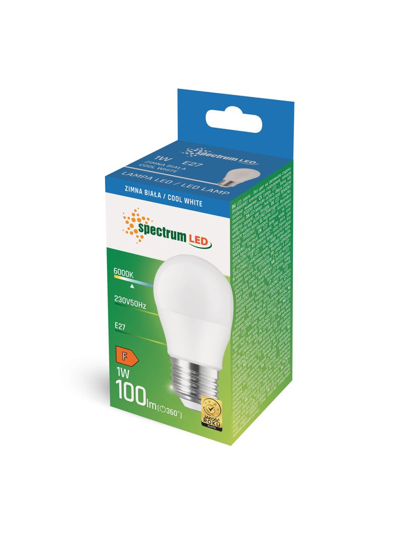 LED KULKA  E-27 230V 1W CW SPECTRUM