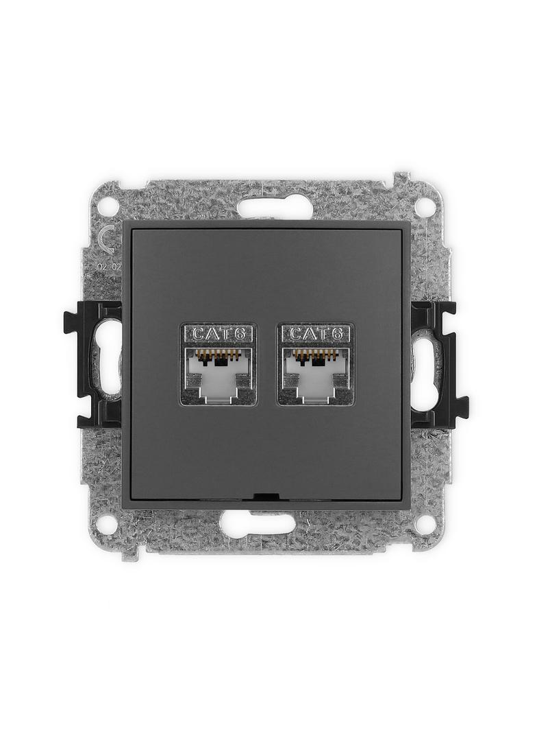 ICON Mechanizm gniazda komputerowego podwójnego 2xRJ45, kat. 6, ekranowany, 8-stykowy, bez pola opis