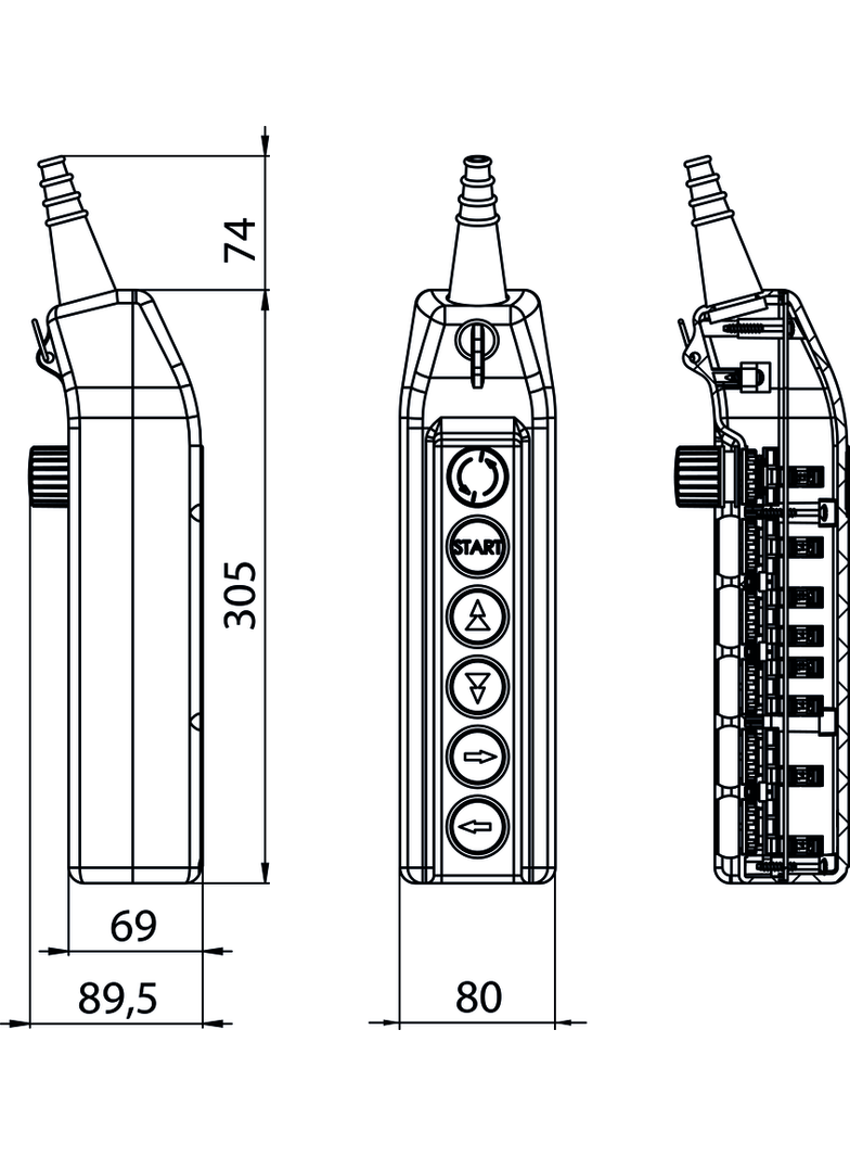 KASETA STEROWNICZA SUWNICOWA   B-1NC+START-NO+2X(1NO+1NO/2)+2X1NO