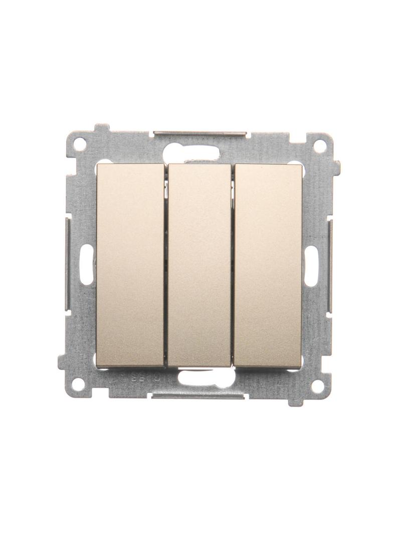 Simon 54 Przycisk potrójny 10A 250V szybkozłączka złoty mat DP31.01/44 KONTAKT