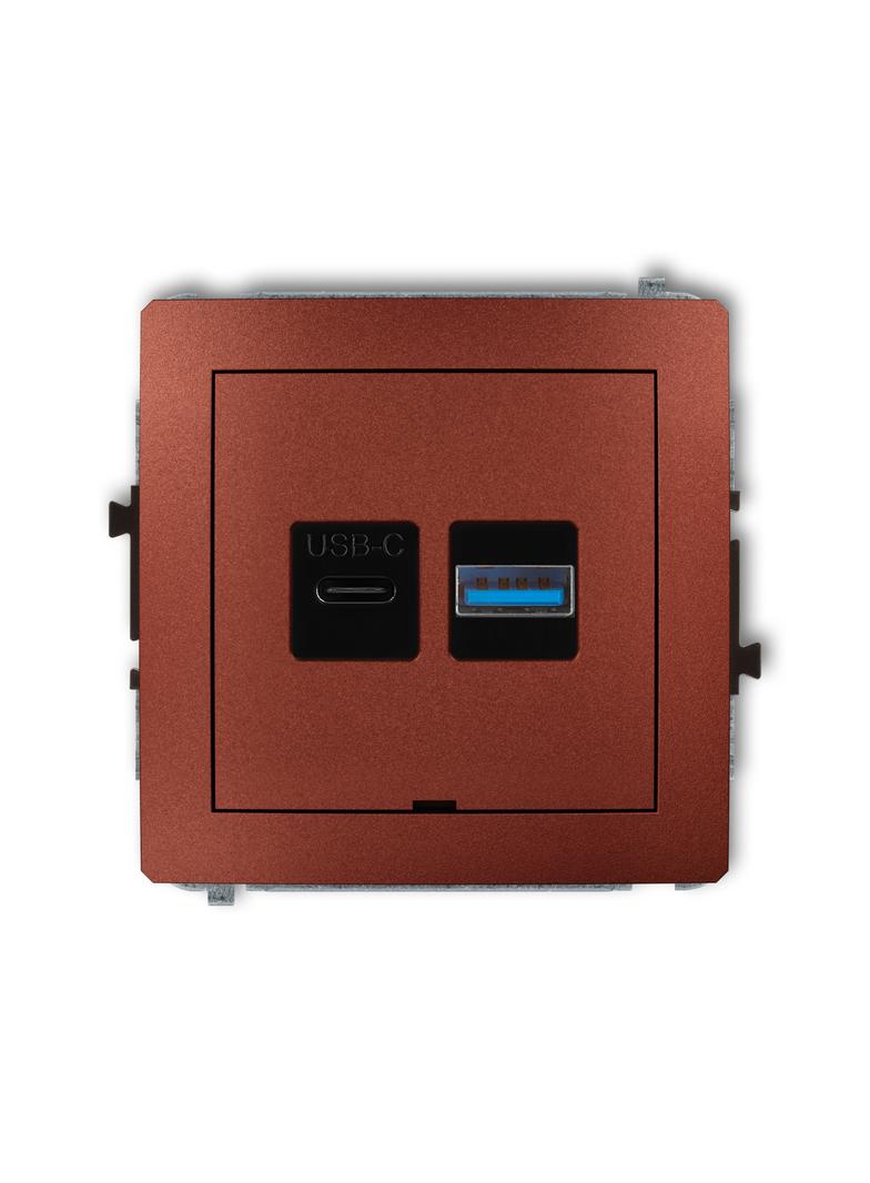 DECO Ładowarka USB podwójna USB C + USB A, 20W max., bez pola opisowego brązowy metalik 9DCUSBBO-8 KARLIK