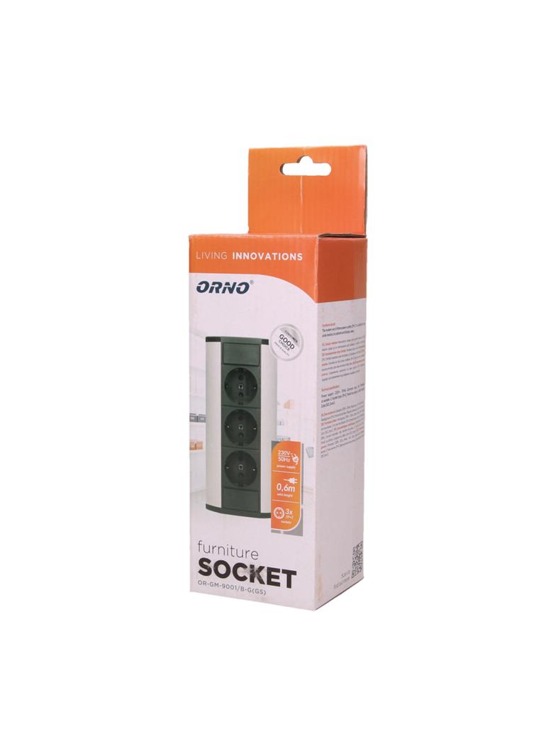 Gniazdo meblowe 3x2P+Z, schuko, czarno-srebrne OR-GM-9001/B-G(GS) ORNO