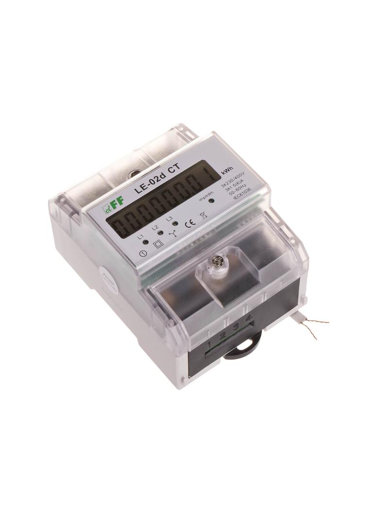 Licznik energii elektrycznej - trójfazowy z programowalną przekładnią wyświetlacz LCD kl.1 LE-02D-CT F&F