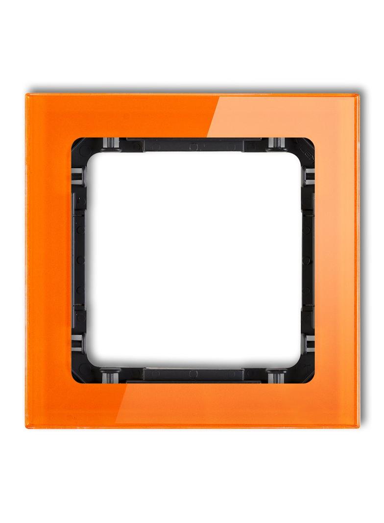 DECO Ramka uniwersalna pojedyncza - efekt szkła (ramka: pomarańczowa; spód: czarny)