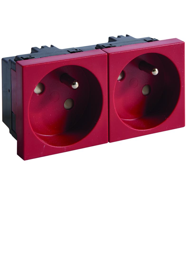 tehalit.GB-EG Gniazdo 2P+Z 33st 2-krotne 45x45mm bezhalogenowe czerwone EER2333020 HAGER