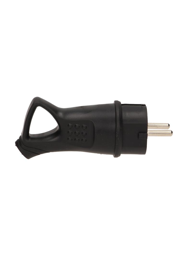 Bryzgoszczelna wtyczka gumowa Uni-Schuko z uchwytem, IP44, czarna, ,16A, 230V OR-AE-1369 ORNO