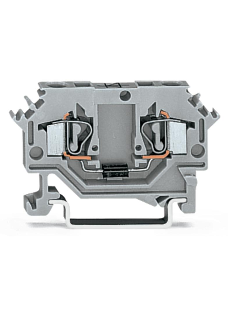 Złączka szynowa 2‑przewodowa diodowa 4mm2 szara 281‑603/281‑410 /100szt./ WAGO