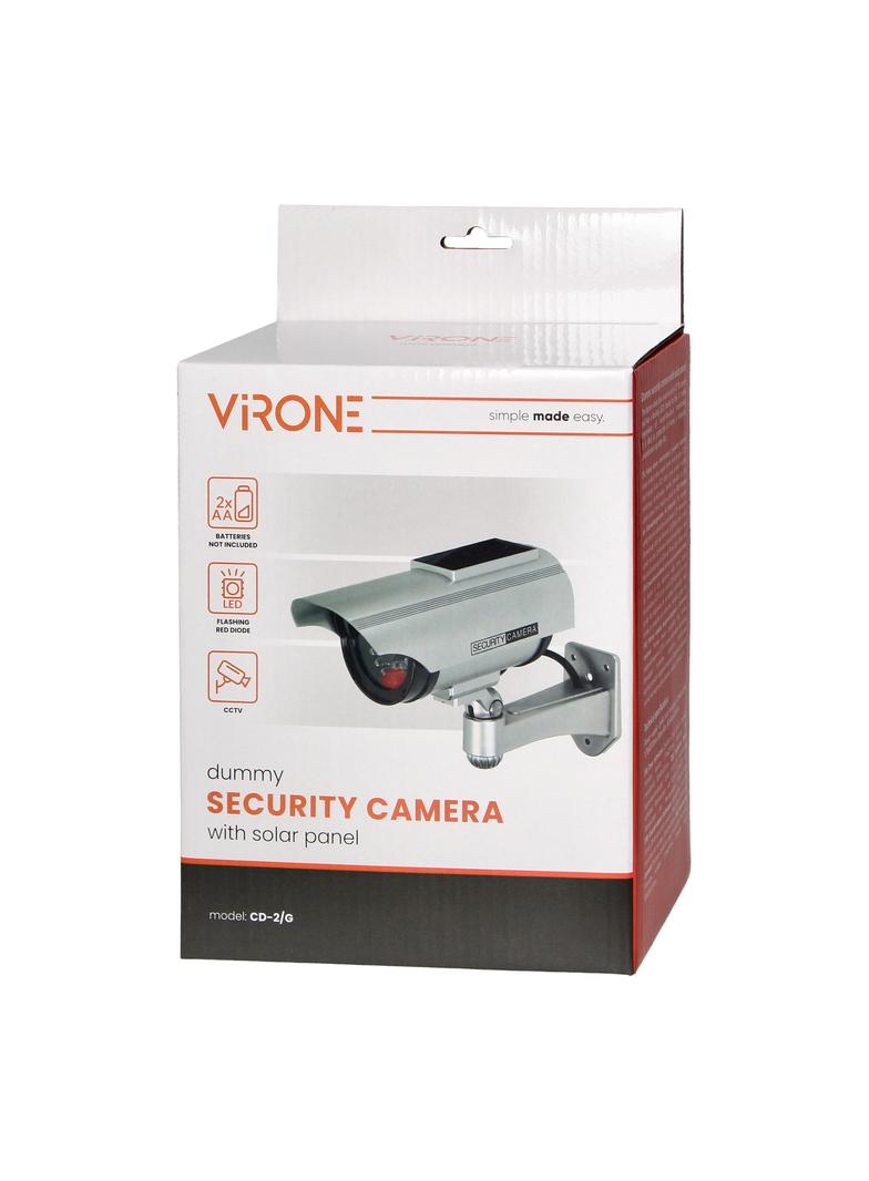 Atrapa kamery monitorującej CCTV, bateryjna, srebrna , z panelem solarnym