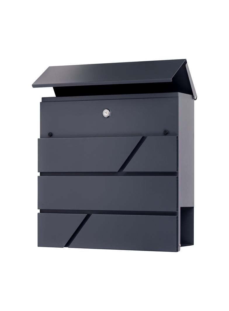 Skrzynka na listy PALAWAN z galwanizowanej stali z gazetnikiem, antracyt
