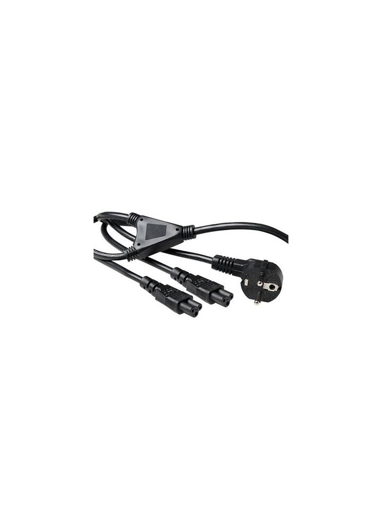 Kabel zasilający split CEE7/7-2xC5 czarny 1,8m