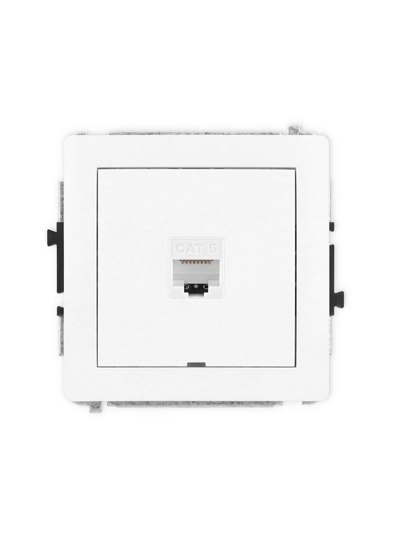 DECO Mechanizm gniazda komputerowego pojedynczego 1xRJ45, kat. 6, 8-stykowy, bez pola opisowego biał