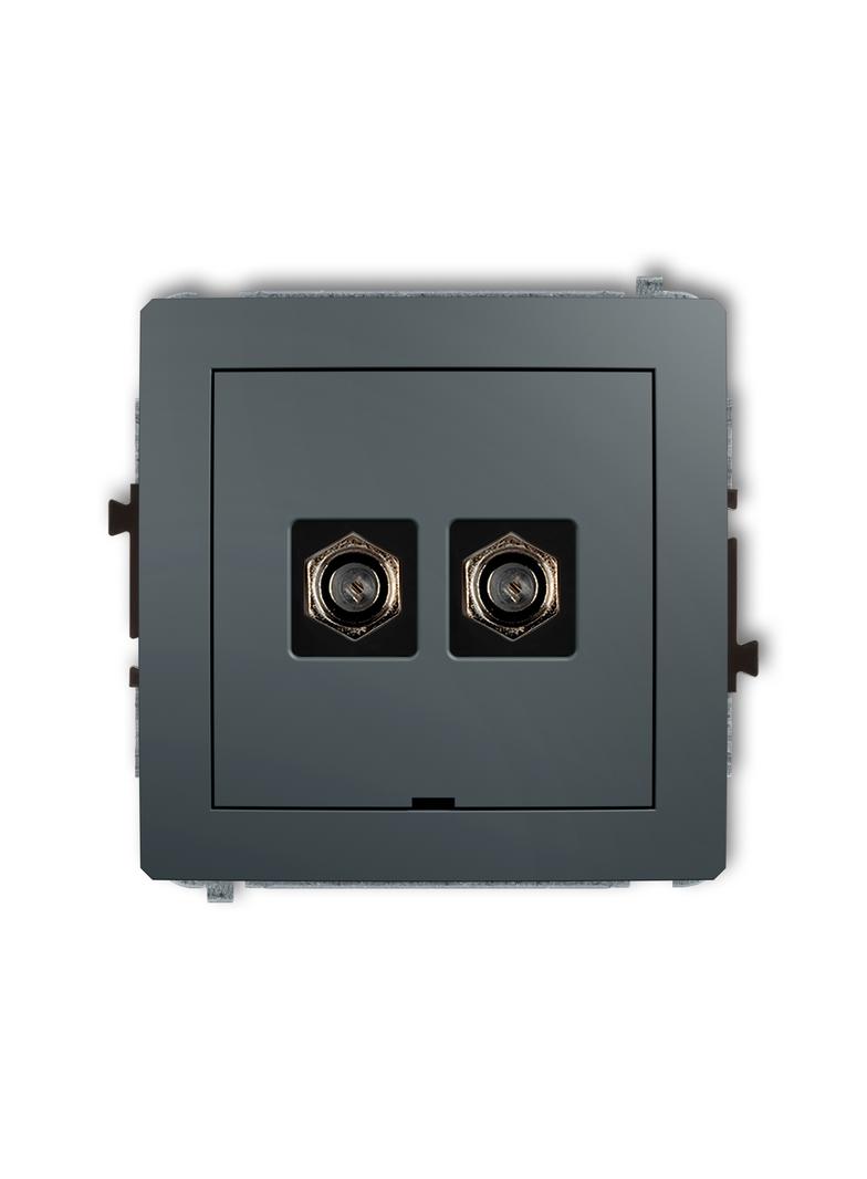 DECO Mechanizm gniazda antenowego podwójnego typu F (SAT) niklowany, bez pola opisowego grafitowy ma