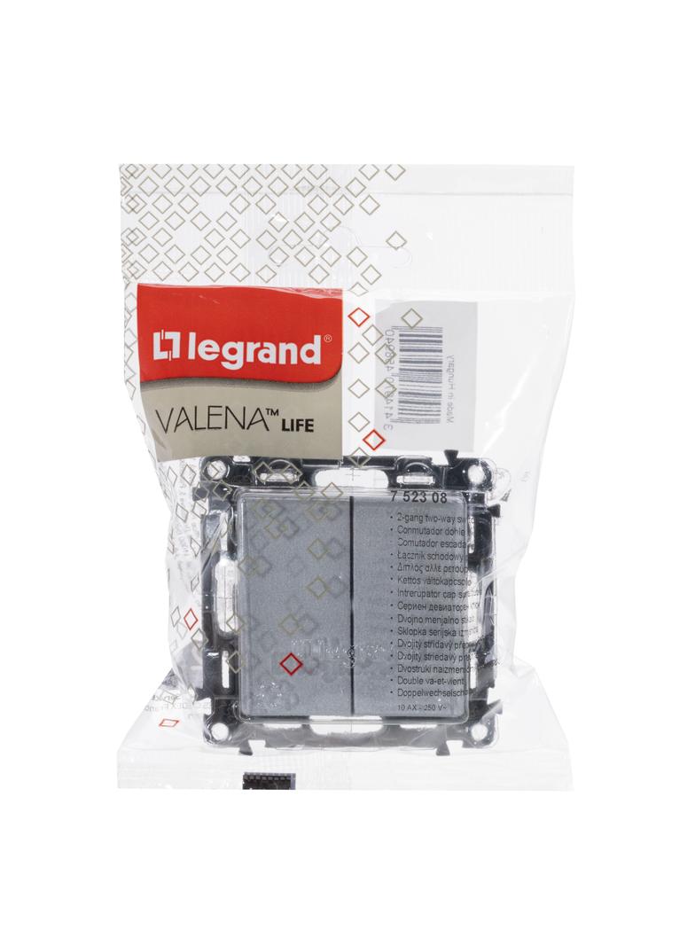 VALENA LIFE ŁĄCZNIK SCHODOWY PODWÓJNY ALUMINIUM 10 AX - 250 V~, Legrand