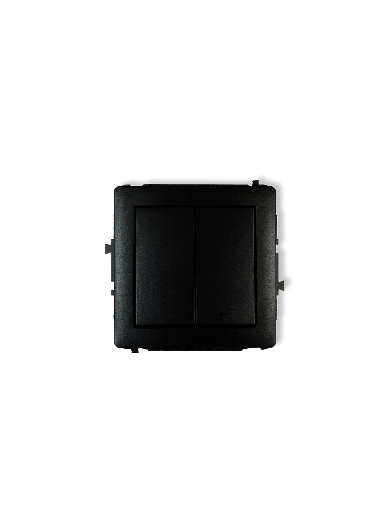 DECO Mechanizm łącznika jednobiegunowego ze schodowym (osobne zasilanie) czarny mat