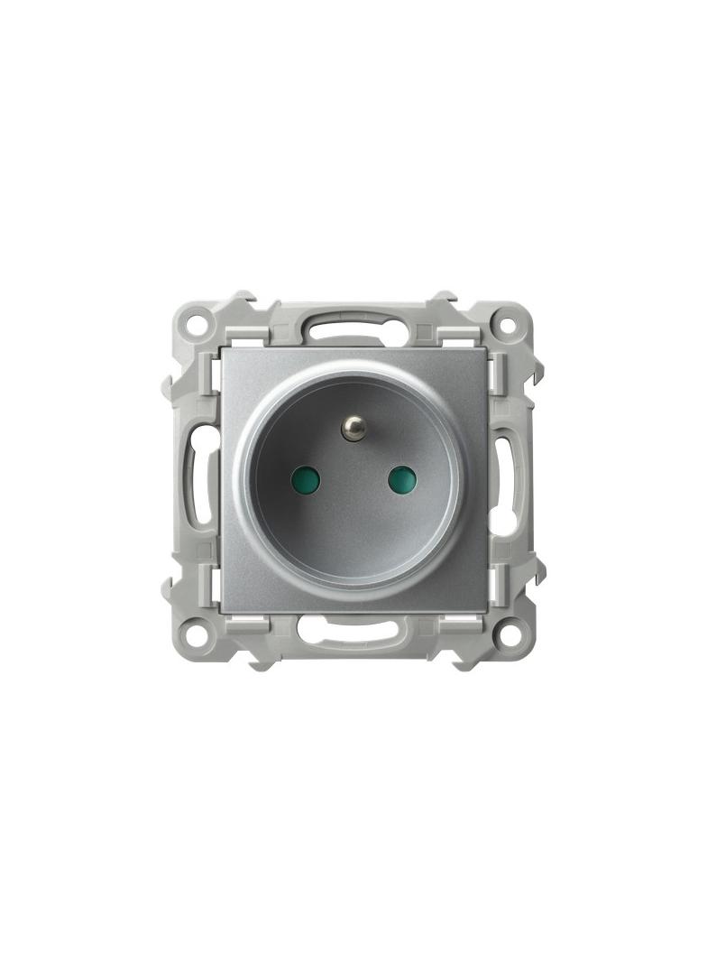 SZAFIR Gniazdo pojedyncze z uziemieniem z przesłonami torów prądowych - kolor srebro