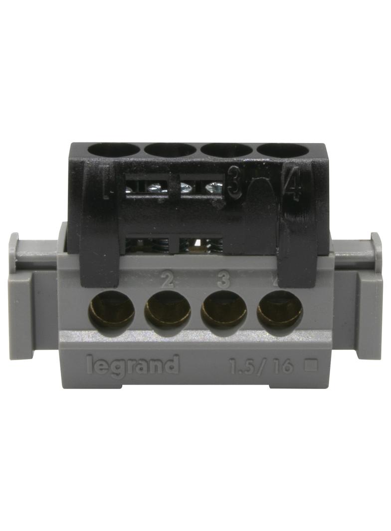 Listwa Przyłączeniowa 4-Otwory Czarna 1,5-16 Mm2 IP2X C4 004850 LEGRAND