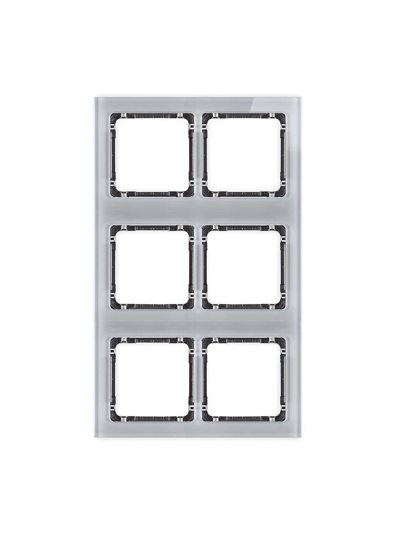DECO Ramka modułowa 6 krotna (2 poziom, 3 pion) - efekt szkła (ramka szara; spód grafitowy)