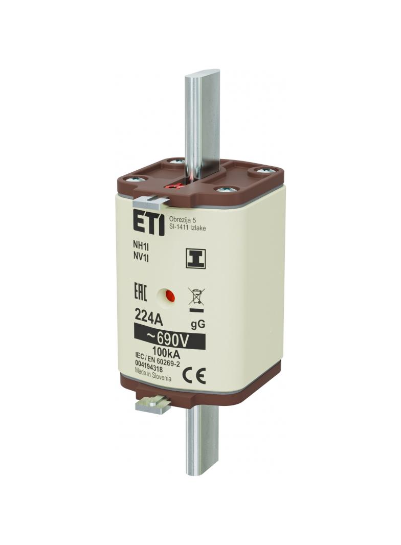 Wkładka topikowa NH zwłoczna KOMBI Zaczepy izolowane NH1 I gG 224A 690V 004194318 ETI