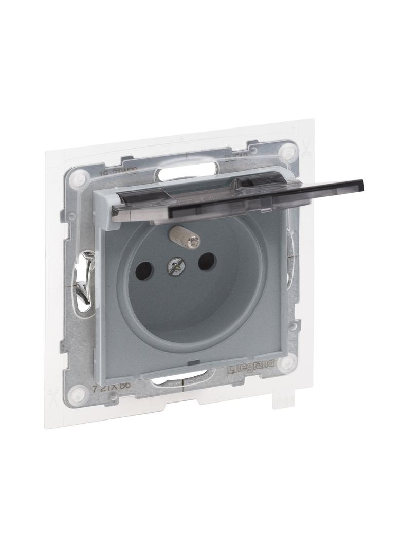 Suno Gniazdo Pojedyncze Z Uziemieniem 2P+Z IP44 16A 250 V Zaciski Automatyczne Z Przesłoną Aluminium 721386 LEGRAND