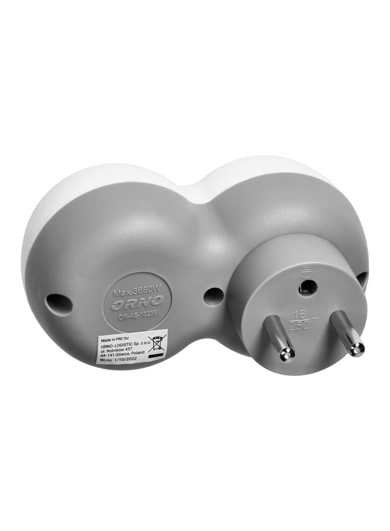 Rozgałęźnik 2x2P+Z, biało-szary OR-AE-13238 ORNO
