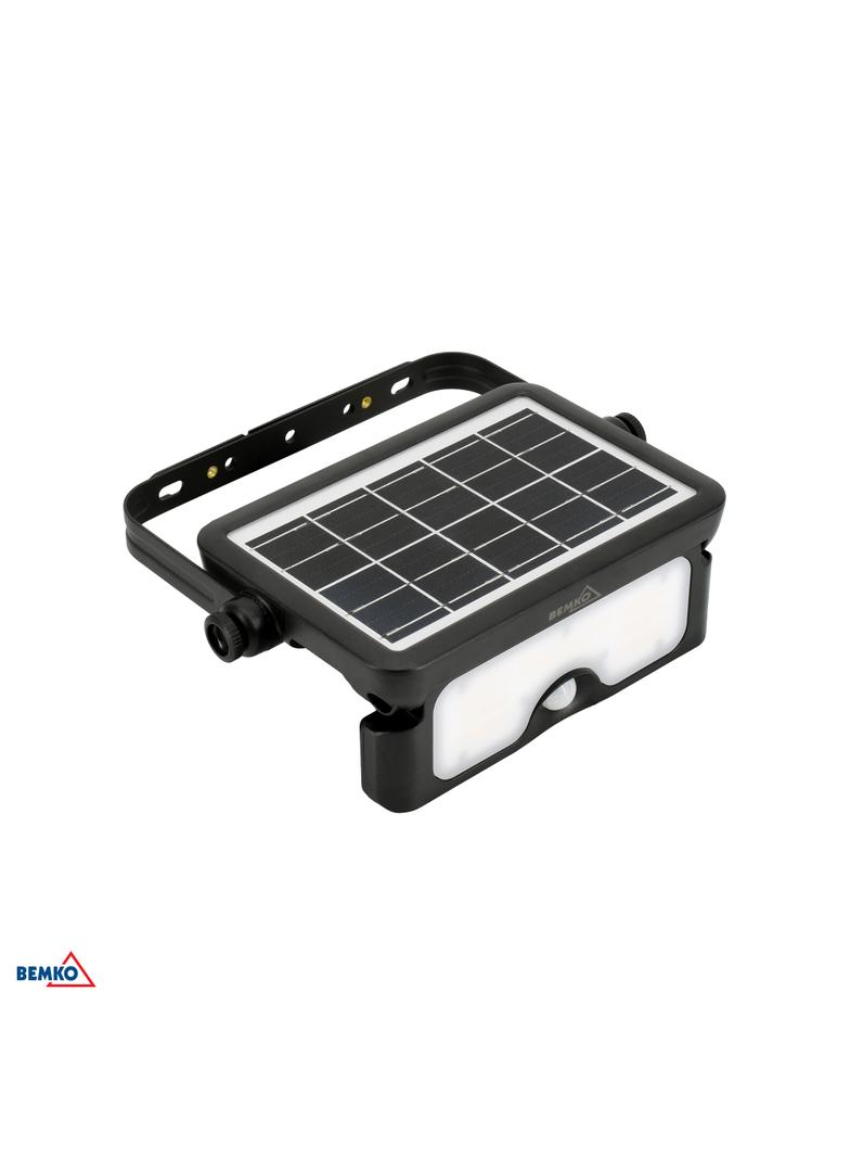 NAŚWIETLACZ LAMPA SOLARNA LED 3 barwy świecenia SOLEN 7W 900lm 3000/4000/6000K IP65 CZARNY Czujnik r C83-SON-007BL-CCT-PIR BEMKO