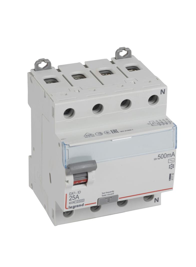 WYŁĄCZNIK RÓŻNICOWOPRĄDOWY P 304 4P 25A 500MA TYP AC SERII DX3, Legrand